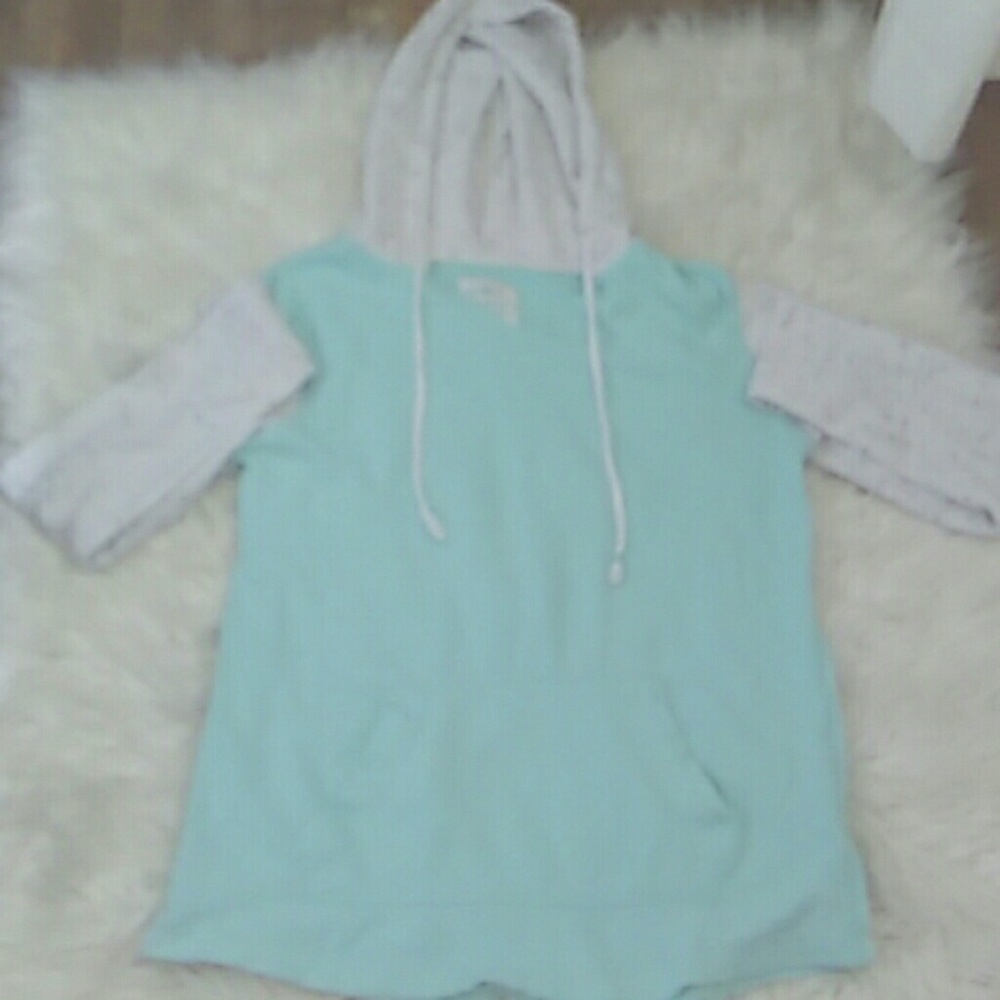 Teal and white hoodie